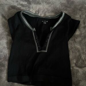 Urban Outfitters Black Ribbed Crop Top